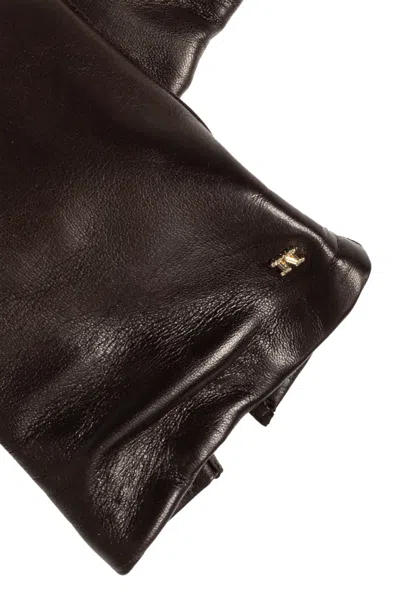 Max Mara Solid Color Five-finger Gloves In Brown