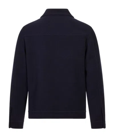 Fedeli Long-sleeve Collared Jacket In Blue