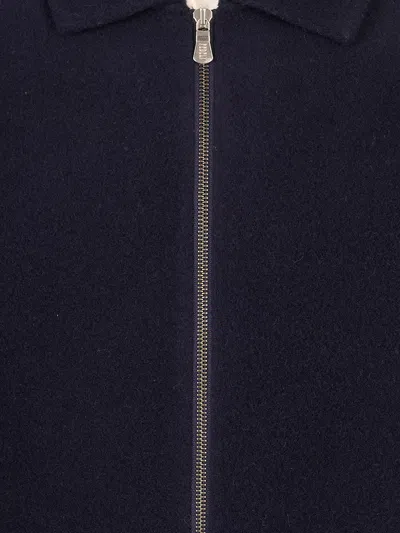 Fedeli Long-sleeve Collared Jacket In Blue