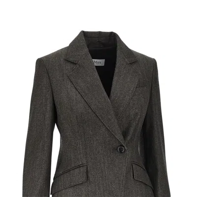 Max Mara Virgin Wool Double-breasted Jacket In Black