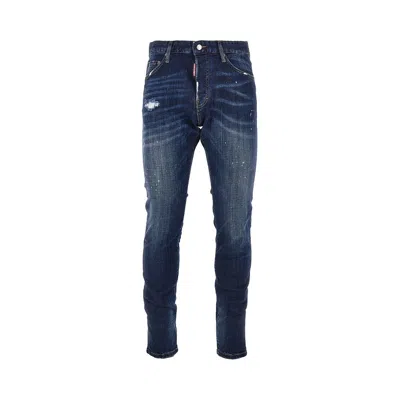 Dsquared2 Denim Jeans Belt Loops Contrast Stitching Pockets In Blue