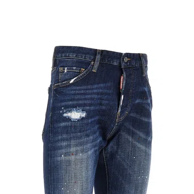 Dsquared2 Denim Jeans Belt Loops Contrast Stitching Pockets In Blue