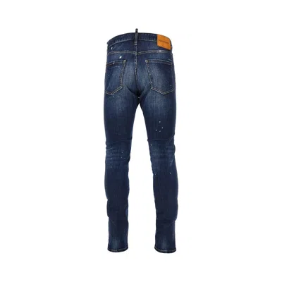 Dsquared2 Denim Jeans Belt Loops Contrast Stitching Pockets In Blue