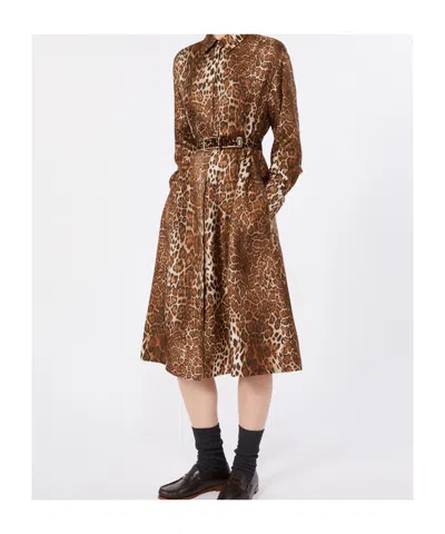Max Mara Leopard Print Belt In Brown