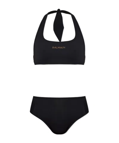Balmain Logo-embellished Bikini In Black