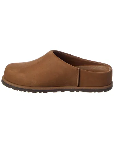 Ugg Matte Finish Smooth Rounded Toe Clogs In Brown
