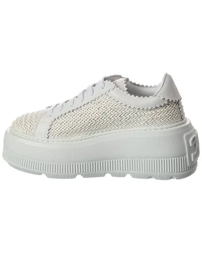 Casadei Nexus Woven Leather Wedge Sneakers In Multi