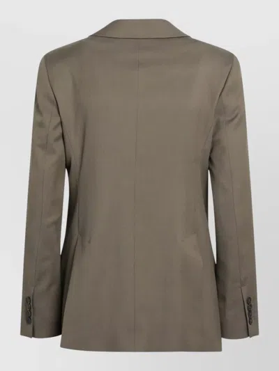 Max Mara Double Breasted Tailored Jacket Front Pockets In Brown
