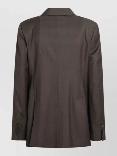 Max Mara Double Breasted Tailored Jacket Front Pockets In Brown