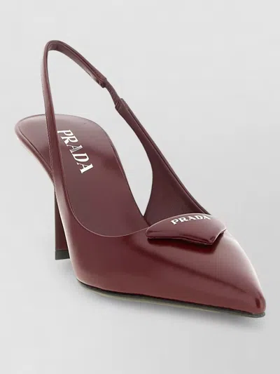Prada Slingback Pumps In Leather With Brushed Finish In Brown
