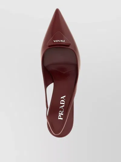 Prada Slingback Pumps In Leather With Brushed Finish In Brown