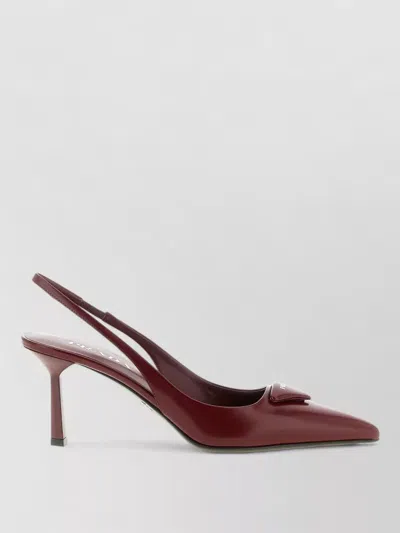 Prada Slingback Pumps In Leather With Brushed Finish In Brown