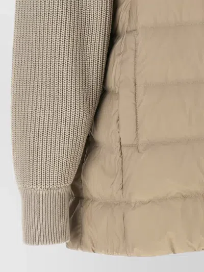 Brunello Cucinelli Shiny Zipper Pull Quilted Down Jacket In Neutral