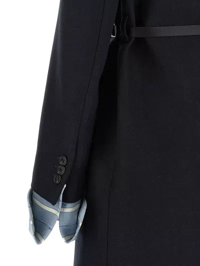 Prada Belted Jacket Embellished Collar Front Pockets In Black