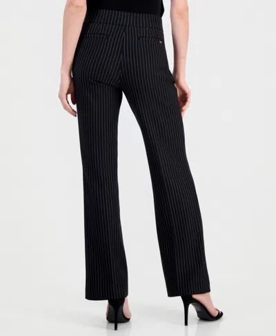 Anne Klein Pinstripe Pull-on Trousers In Black
