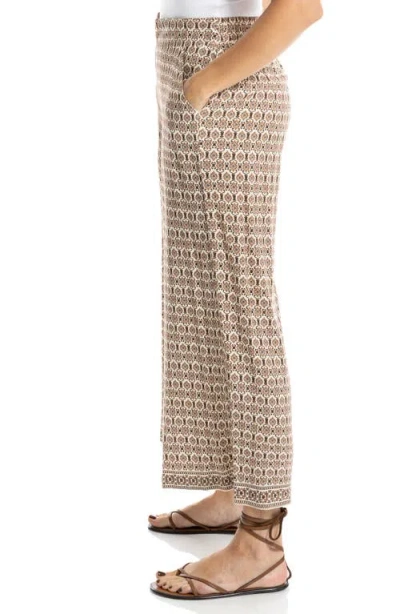 Max Studio Wide Leg Pull-on Crop Pants In Brown