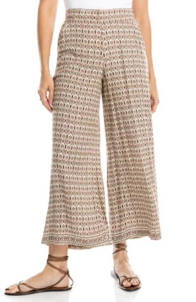 Max Studio Wide Leg Pull-on Crop Pants In Brown