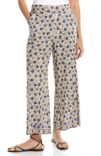 Max Studio Wide Leg Pull-on Crop Pants In Multi