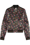 SAINT LAURENT Floral-print satin bomber jacket