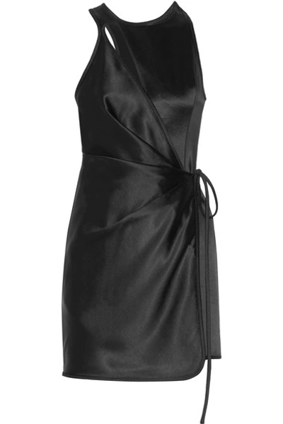 Shop Alexander Wang Wrap-effect Cutout Satin Mini Dress