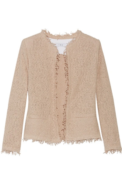Iro Shavani Frayed Cotton-blend Bouclé Jacket In Pink Sand