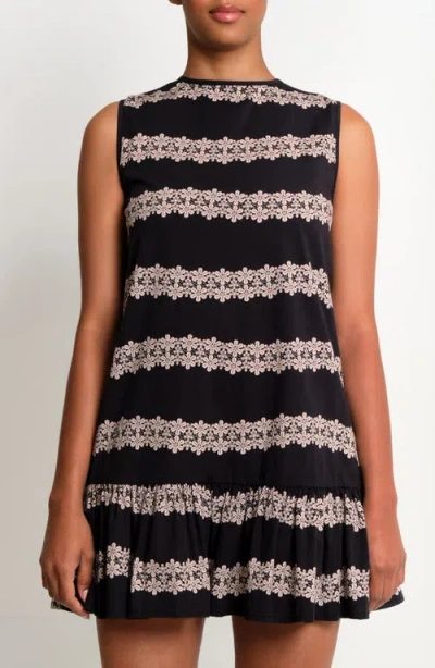 The Lulo Project The River Stretch Cotton Shift Minidress In Black