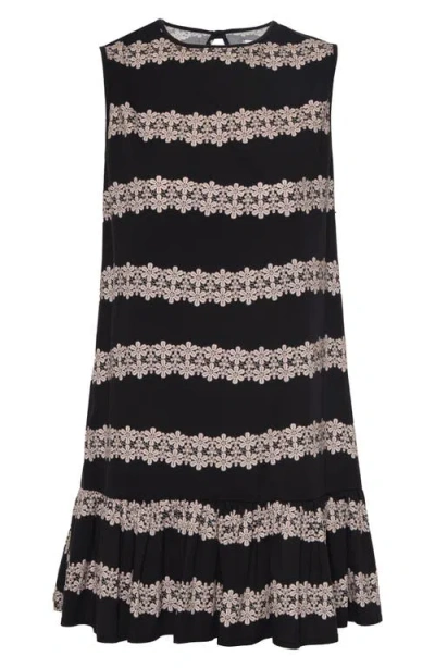 The Lulo Project The River Stretch Cotton Shift Minidress In Black