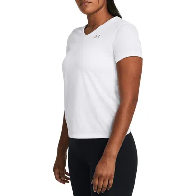 Under Armour Velocity Solid V-neck T-shirt In White