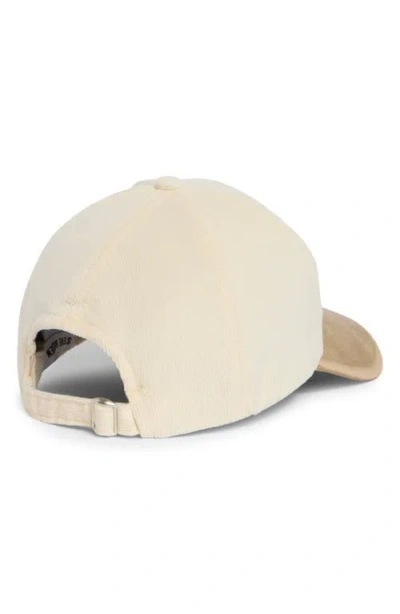 Steve Madden Mixed Media Baseball Cap In Off White Multi