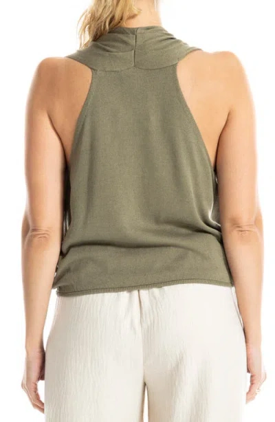 Max Studio Drape Front Top In Green