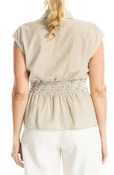 Max Studio Striped Cap Sleeve Shirt In Multi