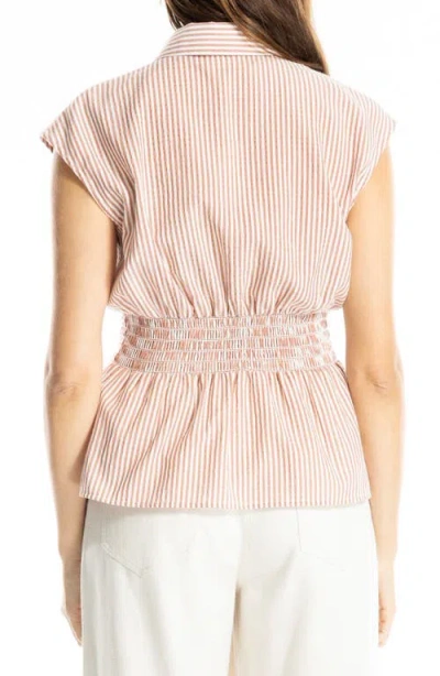 Max Studio Striped Cap Sleeve Shirt In Multi