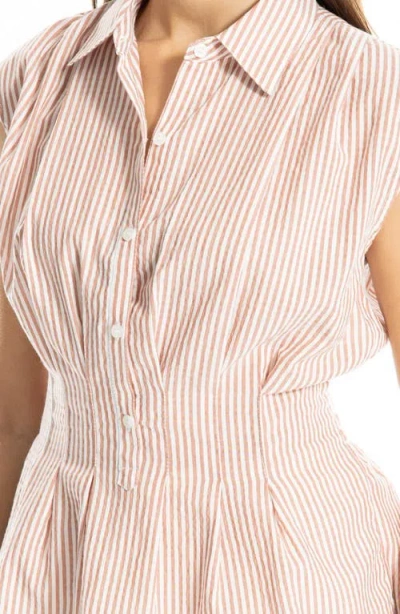 Max Studio Striped Cap Sleeve Shirt In Multi