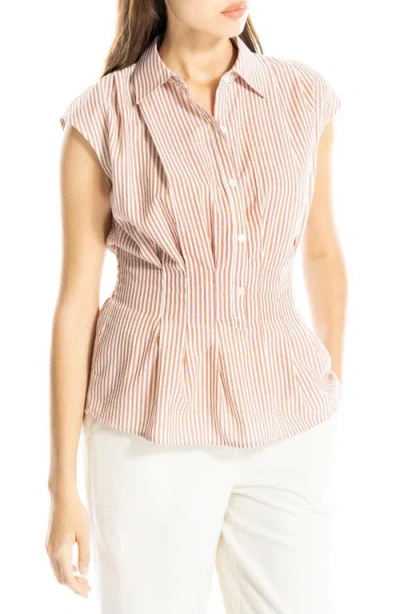 Max Studio Striped Cap Sleeve Shirt In Multi