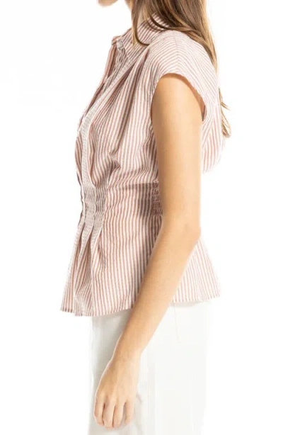Max Studio Striped Cap Sleeve Shirt In Multi