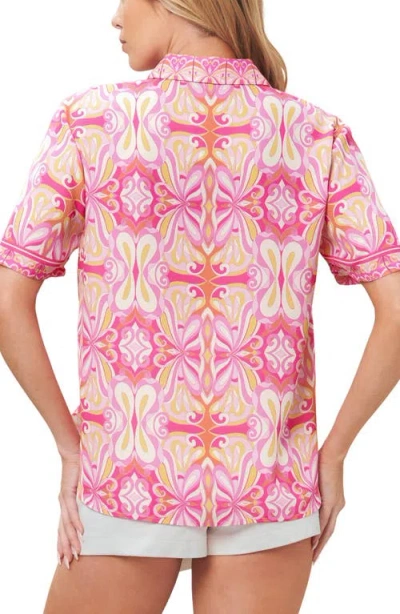 Flying Tomato Printed Button Front Shirt In Pink