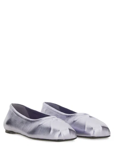 Marni Nappa Leather Seamless Little Bow Ballet Flat In Purple