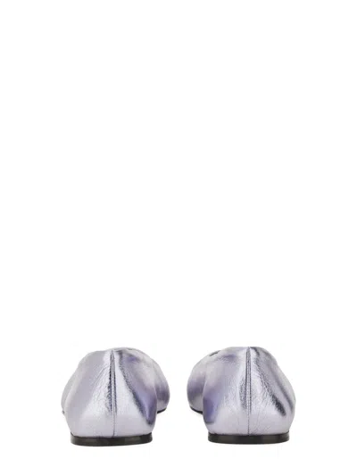 Marni Nappa Leather Seamless Little Bow Ballet Flat In Purple