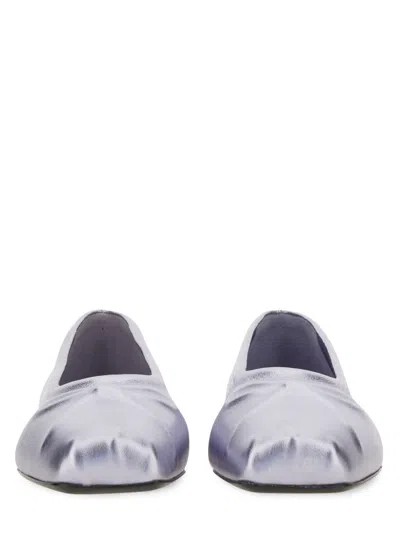 Marni Nappa Leather Seamless Little Bow Ballet Flat In Purple
