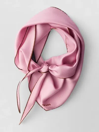Prada Twill Scarf Refined Edge Detail Design In Pink