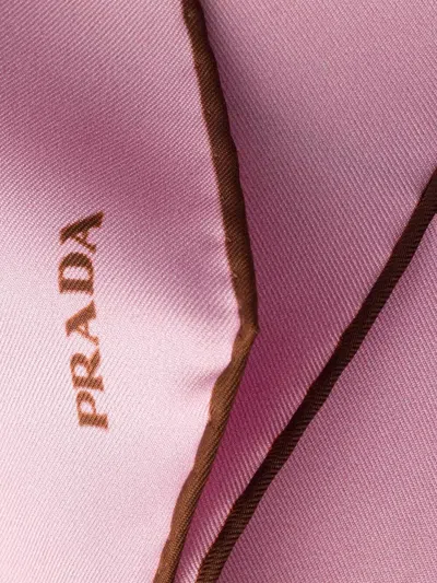Prada Twill Scarf Refined Edge Detail Design In Pink