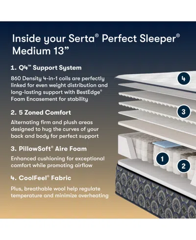 Serta Perfect Sleeper Cascade Canyon 13" Medium Tight Top Mattress, Queen Split In Multi