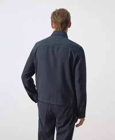 Mango Zip-up Modal Jacket In Blue