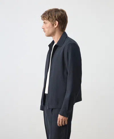 Mango Zip-up Modal Jacket In Blue