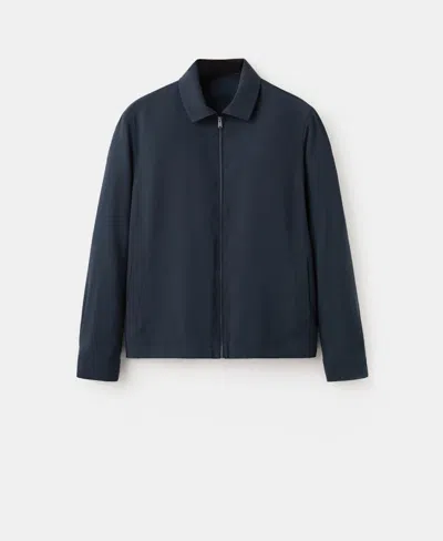 Mango Zip-up Modal Jacket In Blue