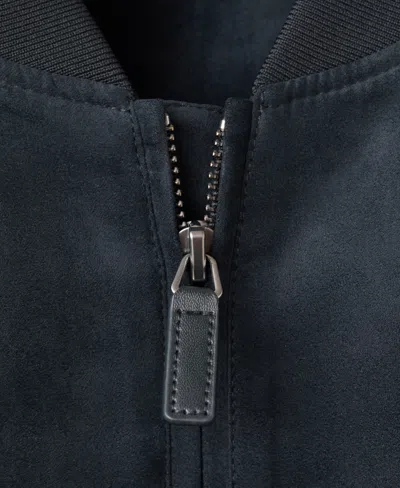 Mango Suede-effect Bomber Jacket In Navy