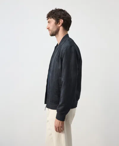Mango Suede-effect Bomber Jacket In Navy
