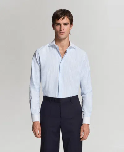 Mango Slim Fit Structured Cotton Button-up Shirt In Pattern