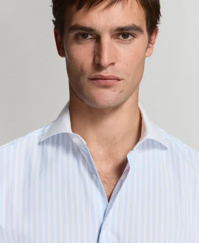 Mango Slim Fit Structured Cotton Button-up Shirt In Pattern