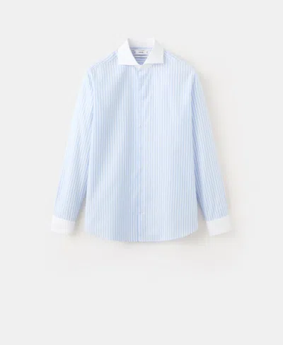 Mango Slim Fit Structured Cotton Button-up Shirt In Pattern